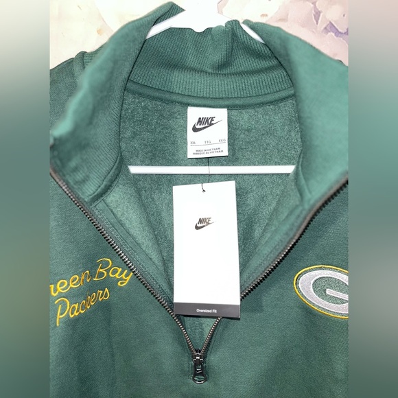 Nike Green Bay Packers Phoenix Women’s NFL Cropped 1/4-Zip Sweatshirt XL NEW - Picture 3 of 4